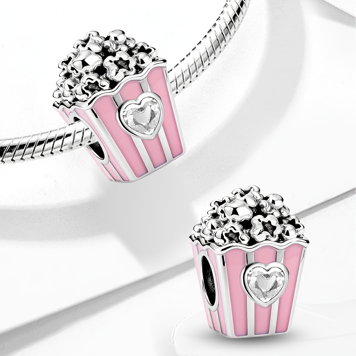 Women's 925 Silver Popcorn DIY Pendant Beaded